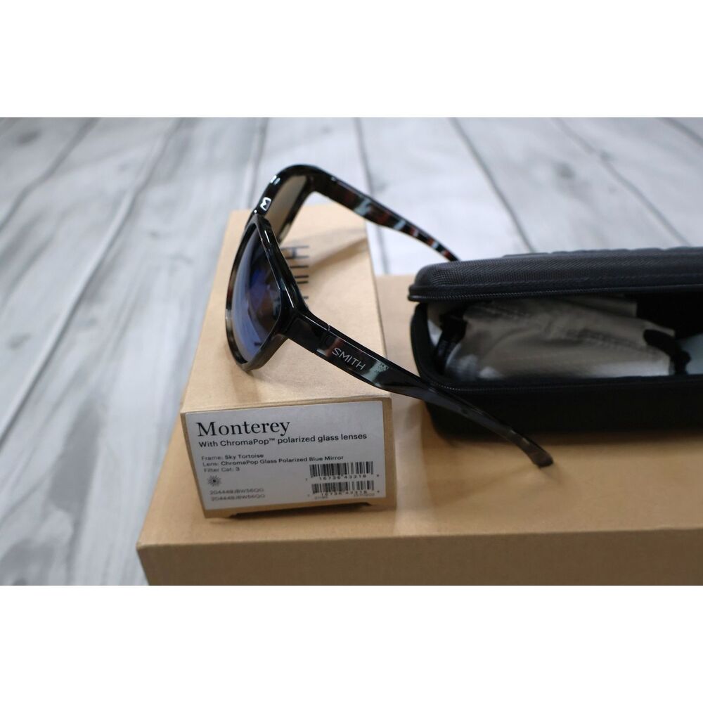 NEW Smith Monterey ChromaPop Polarized Blue Mirrored Glass Tortoise Sunglasses - Picture 4 of 4